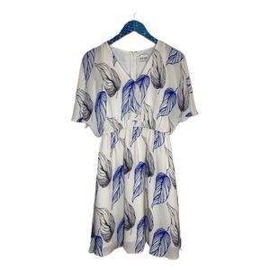Reiss Pollie Cold Shoulder V-Neck Leaf Mini Dress